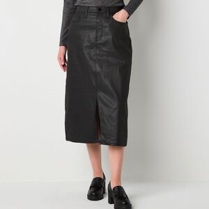 a.n.a Black Midi Denim Coated Skirt